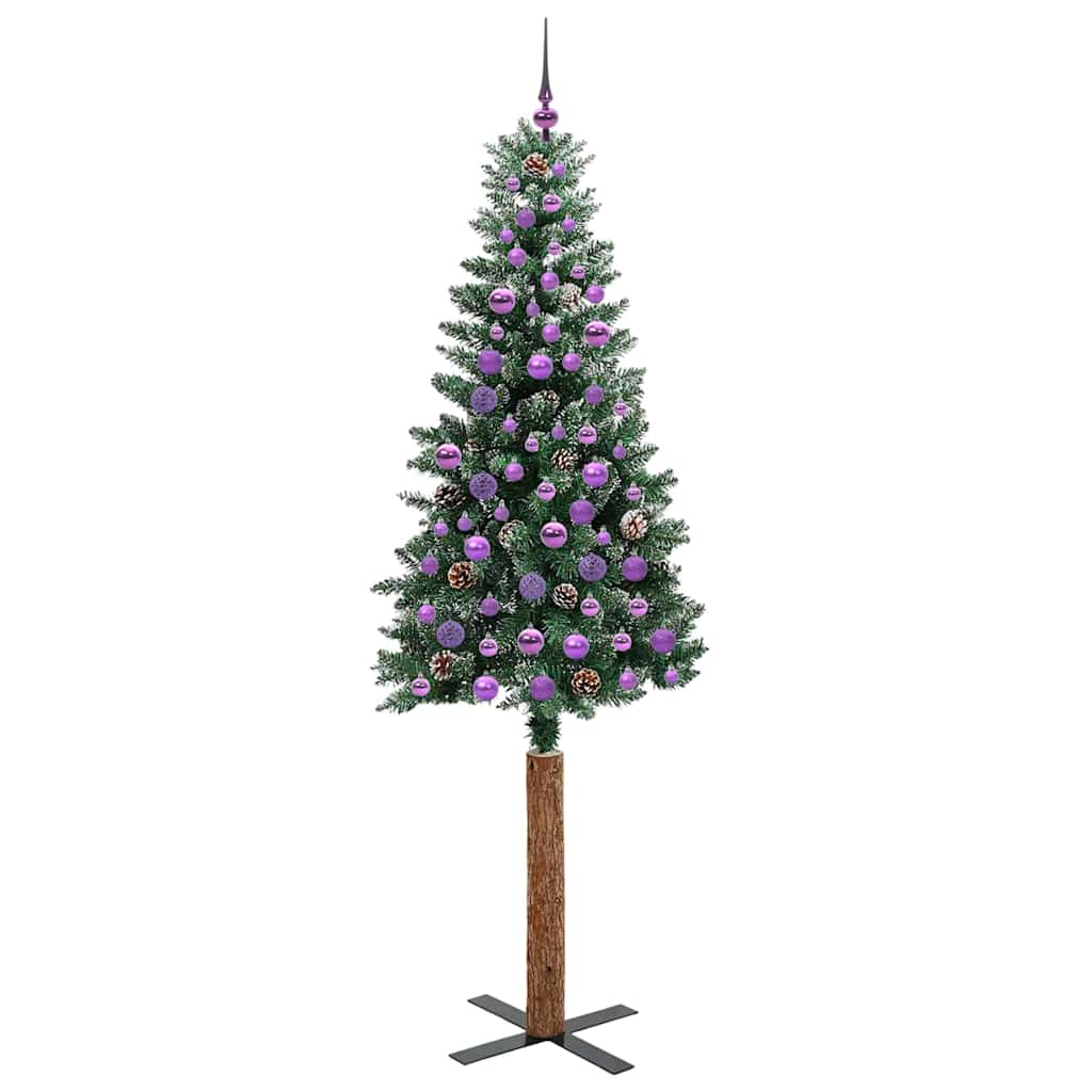 Slim Christmas Tree with 300 LEDs Green and White 210 cm